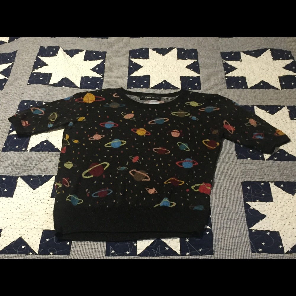 Zara metallic knit planet top